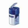 Staedtler Handheld Manual Double-Hole Cylinder Pencil Sharpener, Blue/Silver 512 001